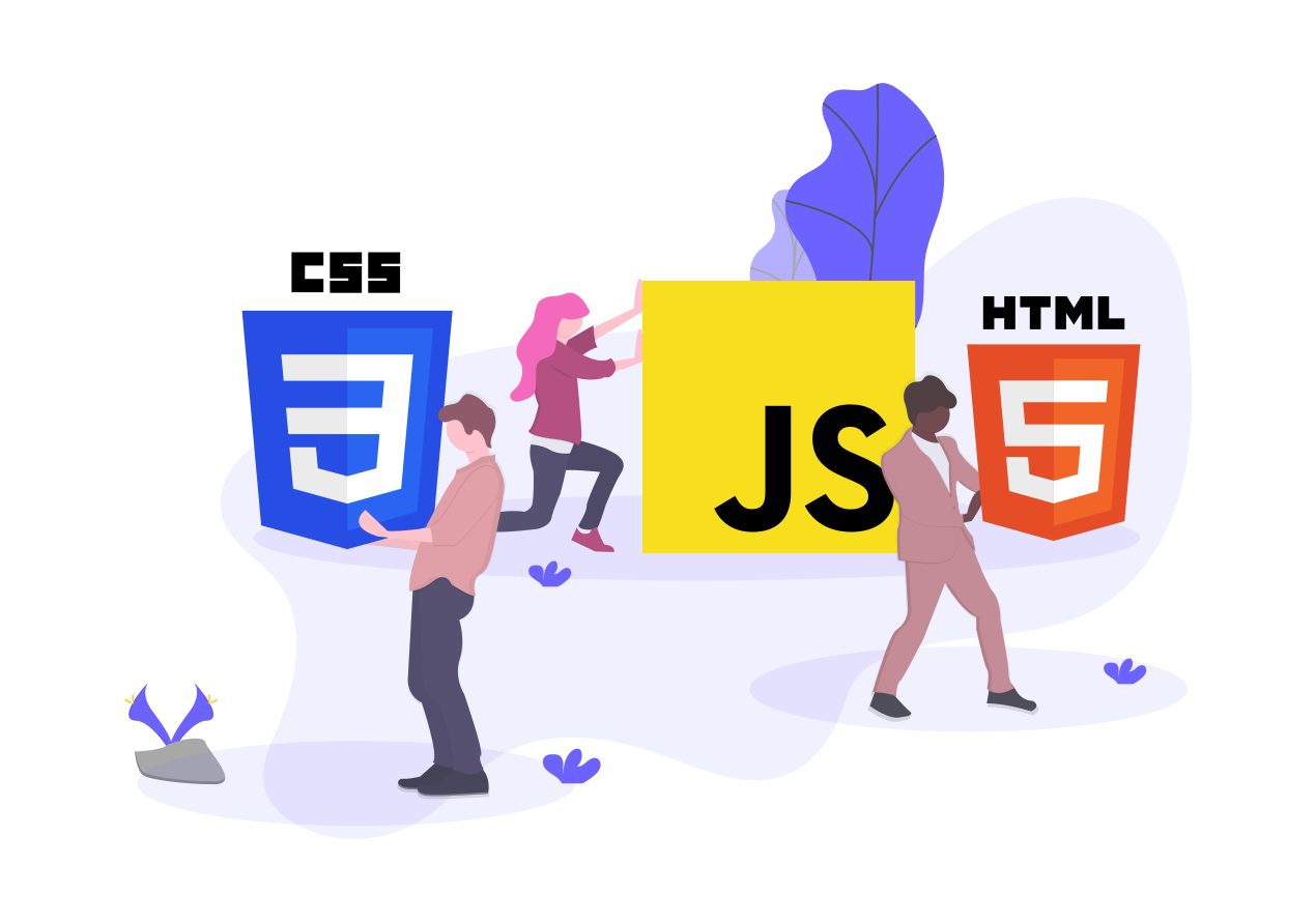 Icons representing HTML, CSS, JavaScript.